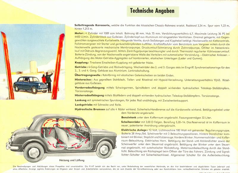 Prospekt Brochure NSU Fiat 1100 
