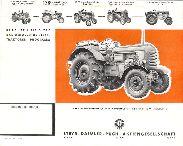 Betriebsanleitung Vierzylinder Diesel-Traktor Typ 280 STEYR 