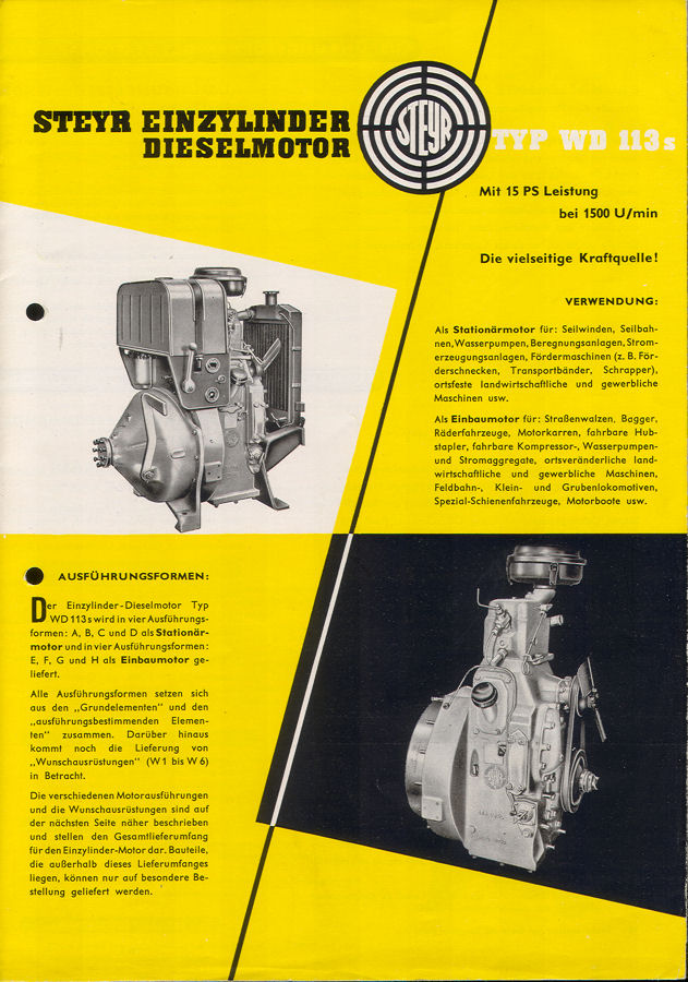 Steyr Diesel Motoren 1947 bis 1969 - Steyr WD 113, 213, 313, 413, 613